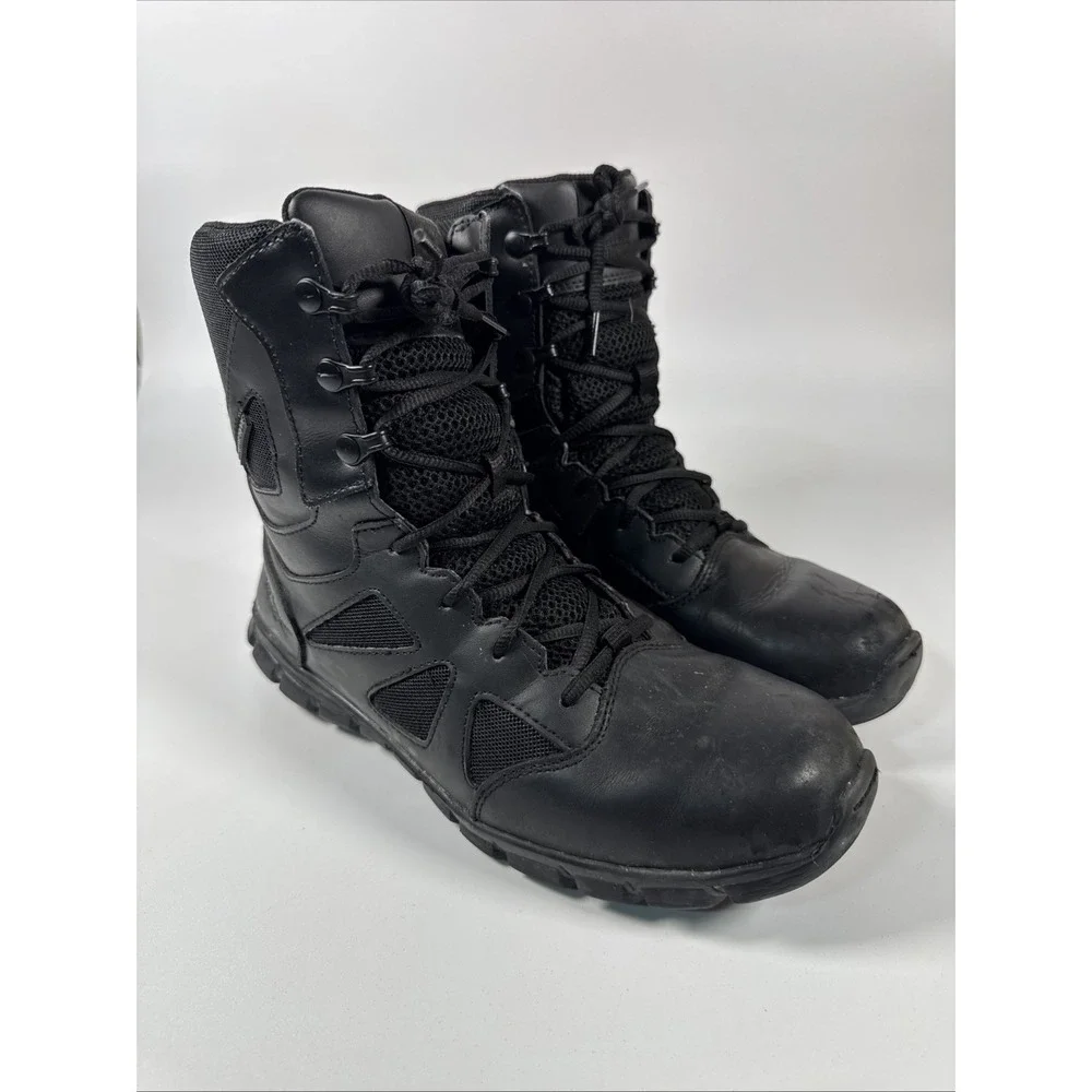 Reebok Mens Black Leather Tactical Boots Rapid Response RB8806 Size 10 Wide